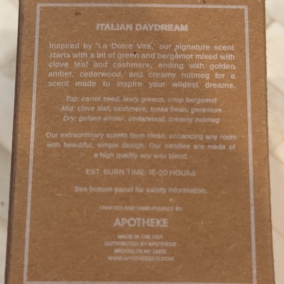 Dolce Vita Mini Soy Italian Daydream 2.5 oz. Candle New in Box - Picture 3 of 9